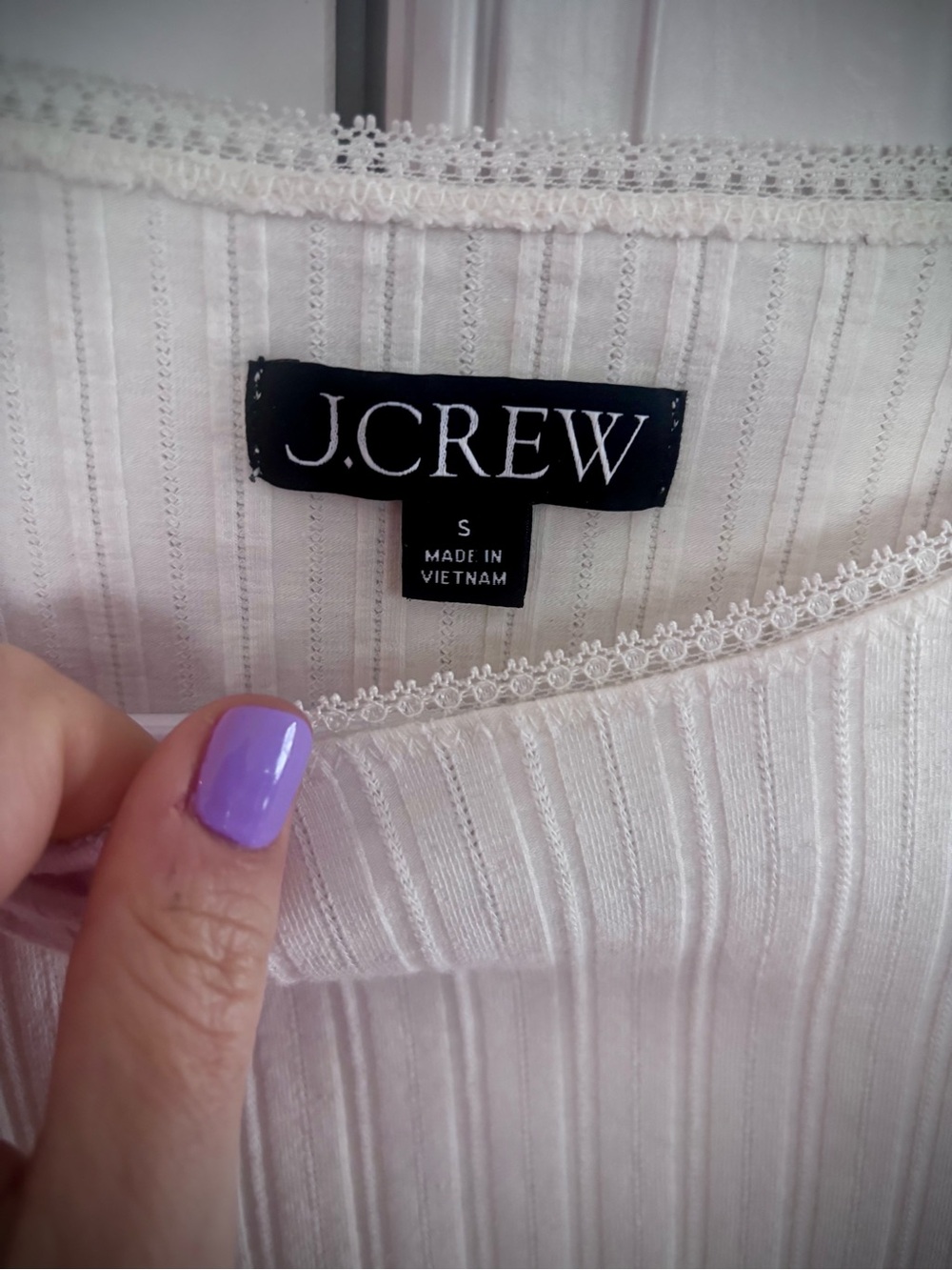 J. Crew Pointelle Ribbed Long Sleeve Crewneck Top - Ivory - Picture 3 of 10